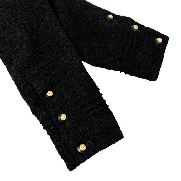 CHANEL Vintage CC Mark Logo Gold Button Coat Jacket # Black Wool Silk [106396] - Picture 9 of 11